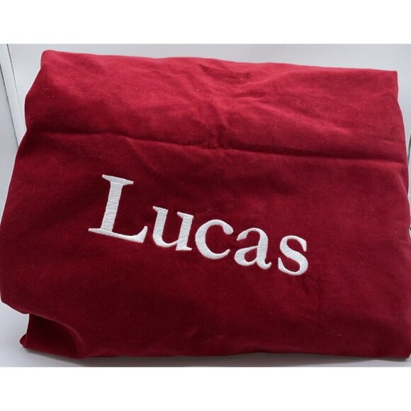 Pottery Barn Kids Lucas Red Velvet Santa Bag Sack Christmas Stocking 40 x 33 in - Picture 12 of 15